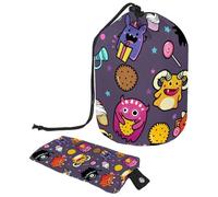 Eslifey Trousse de maquillage de voyage - Multifonctionnelle - Organiseur rond - Poche de rangement - Abstrait coloré - Pour les coups de pinceau d'été, Multicolore 10., 9.9x6.9in/25.2x17.6cm