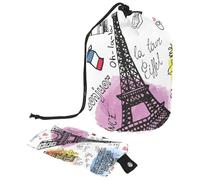Eslifey Trousse de maquillage de voyage - Multifonctionnelle - Organiseur rond - Poche de rangement - Aquarelle Paris Tour Eiffel, multicolore, 9.9x6.9in/25.2x17.6cm