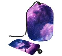 Eslifey Trousse de maquillage de voyage - Multifonctionnelle - Organiseur rond - Poche de rangement - Licorne mystérieuse - Galaxie violette, multicolore 1, 9.9x6.9in/25.2x17.6cm