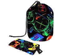 Eslifey Trousse de maquillage de voyage - Multifonctionnelle - Organiseur rond - Poche de rangement - Manette de jeu colorée, multicolore, 9.9x6.9in/25.2x17.6cm