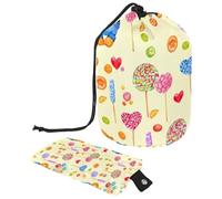 Eslifey Trousse de maquillage de voyage - Multifonctionnelle - Organiseur rond - Poche de rangement - Ours et bonbons - Peinture aquarelle, multicolore 1, 9.9x6.9in/25.2x17.6cm