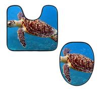 Eslifey Turtle 1 Lot de 2 housses pour abattant de WC et tapis de sol en forme de U lavables en machine Tapis absorbant antidérapant