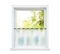 ESLIR Rideau brise-bise moderne Bistrogardine pour cuisine, rideaux transparents avec passants, voile à motifs circulaires, vert, H x L 45 x 90 cm, 1 pièce