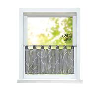 ESLIR Rideau brise-bise moderne Bistrogardine pour cuisine Rideaux Transparents avec passants Voile Gris H x L 45 x 90 cm 1 pièce