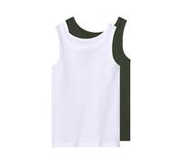 esmara® Lot de 2 maillots de corps enfant (blanc/vert foncé, 12-14 ans)