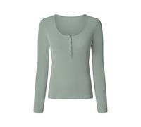 ESMARA® T-shirt côtelé à manches longues femme (vert, S(34/36))