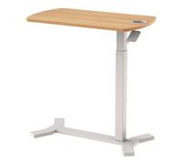 ESMART EACM-121WM 70 x 40 cm Érable avec Porte-gobelet - Table d'appoint Mobile réglable en Hauteur pneumatiquement en continu 65-103 cm sur roulettes pour canapé, lit, Chambre d'enfant