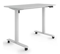 ESMART ETX-121GG 120x60cm Gris Clair Bureau Assis-Debout Ergonomique sur roulettes réglable en Hauteur électriquement 78,5-128,5cm 3X Mémoire Rappel d'activité Démarrage/arrêt en Douceur