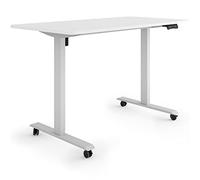 ESMART ETX-121GW 140x70cm Blanc Bureau Assis-Debout Ergonomique sur roulettes réglable en Hauteur électriquement 78,5-128,5cm 3X Mémoire Rappel d'activité Démarrage/arrêt en Douceur Montage Rapide