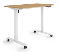 ESMART ETX-121WBA 120x60cm Décor Bambou Bureau Assis-Debout Ergonomique sur roulettes réglable en Hauteur électriquement 78,5-128,5cm 3X Mémoire Rappel d'activité Démarrage/arrêt en Douceur
