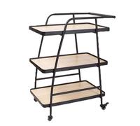 esmen 3-Tier Bar Cart Wine with Lockable Wheels, Business Serving & Meal Storage Table for Home Hotel(Natural Wood)
