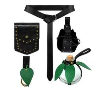 esmen Ensemble de 5 sacs banane médiévaux avec bouteille potion magique, ceinture en cuir PU et pochettes for accessoire cosplay Steampunk Halloween Mains libres(Svart)