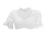 esmen Hauts pour femmes Chemisier traditionnel Dirndl for femme for l'Oktoberfest. Sous-chemisier basique en dentelle et maille avec demi-manches en blanc et noir. Chemises basses(Wit,Large)