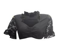 esmen Hauts pour femmes Chemisier traditionnel Dirndl for femme for l'Oktoberfest. Sous-chemisier basique en dentelle et maille avec demi-manches en blanc et noir. Chemises basses(Svart,X-Large)