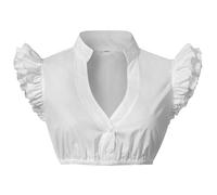 esmen Hauts pour femmes Chemisier vintage de style européen avec col montant, manches en dentelle, col en V rétro, chemisier blanc de théâtre for représentation sur scène Chemises basses(XL)