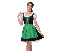 esmen Hauts pour femmes Costume de soubrette Oktoberfest, robe à manches courtes avec tablier vert et rouge, tenue de spectacle, tailles S à XXL Chemises basses(Groen,X-Large)