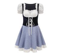 esmen Hauts pour femmes Costume de soubrette sexy for l'Oktoberfest de Munich, jupe à carreaux avec manches bouffantes et gilet en velours, taille S à XXXL, for femme Chemises basses(Blauw,Small)