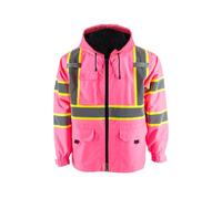 esmen High Visibility Reflective Jacket with Fleece Liner, Warm Safety Work Jacket for Women & Girls, Multiple Pockets(Pink A,3XL)