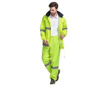 esmen Lightweight Reflective Rain Jacket & Pants Set, High Visibility Safety Wear for Cycling - Men & Women Waterproof Gear(Geel,XX-Large)