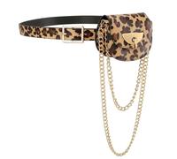 esmen Mini sac banane à chaîne en cuir PU for femme, bandoulière amovible, accessoire rétro des années 2000 Mains libres(Leopard print)