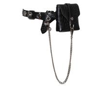 esmen Mini sac banane décoratif en cuir PU, accessoire de jupe, motif crocodile, ceinture à chaîne amovible for femme Mains libres(Svart)