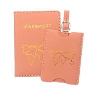 esmen Passoport Étui pour passeport caché en cuir pour passeport, carnet de passeport, carte du monde, porte-tickets, sac à passeport, rose