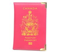 esmen Passoport Étui pour passeport canadien avec pieds en cuivre et métal, rose rouge