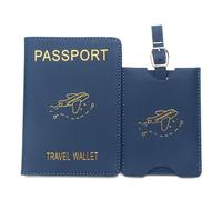 esmen Passoport Étui pour passeport en cuir avec emplacement pour carte et étiquette de bagage, noir foncé