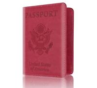 esmen Passoport Housse de protection pour passeport américain Étui portefeuille pour passeport, rose rouge, 14.2*10.5*1cm