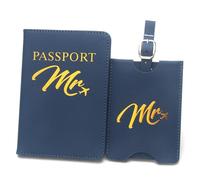 esmen Porte-Passeport, Ensemble d'étiquettes à Bagages, Porte-Cartes d'identité de Voyage, Porte-Passeport, Sacs, d'affaires(Donker Blauw)