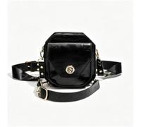 esmen Sac à bandoulière/taille multi-usages en cuir PU rétro, pochette banane rivets for Moto avec bandoulière Convertible Mains libres(Svart)