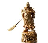 esmen Statue en Bois Huang du Dieu de la Richesse Guangong, Sculpture en buis Guan Gong, Ornement, Sculpture, Artisanat, Statue de Bouddha