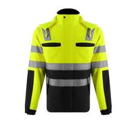 esmen Veste de sécurité Haute visibilité avec Capuche Amovible, vêtement de Travail réfléchissant for la Construction - Hommes et Femmes(Large)