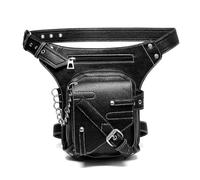 esmen Vintage PU Leather Motorcycle Drop-Leg Bag, Tactical Thigh/Waist Pack with Chain & Adjustable Rivet Hip Pouch for Biker Mains libres