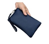ESMENATZLS Porte-téléphone en cuir véritable de grande capacité pour femme avec fermeture éclair et dragonne, noir foncé, Taille unique