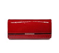 ESMENATZLS Portefeuille en cuir véritable pour femme - Marque de luxe - Porte-carte d'identité - Porte-monnaie - Sac à main pour femme, Rouge, Taille unique