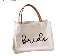 ESMENATZLS Sac fourre-tout avec inscription « Bride Shower Shower » - Cadeau pour Mme épouse, fiancée, enterrement de vie de jeune fille, plage, shopping, sac à main de voyage, blanc, BRIDE