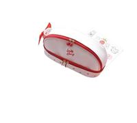 ESMENATZLS Trousse à crayons Kawaii - Grande capacité - Double étage - En polyuréthane - Étanche - Fournitures scolaires - Trousse de maquillage mignonne, Rouge, Taille unique