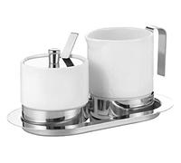 Esmeyer Adam - Service de 5 sucriers et Pots à crème Adam, en Porcelaine Blanche et INOX, composé de : Pot à crème 0,25 Litre,