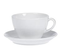 Esmeyer Bistro - Service de 6 Tasses à café 0,20 l, avec sous-Tasse Forme Bistro - UNI Blanc Forme d'anse Ronde, Hauteur 6,5 cm, diamètre 14,0 cm