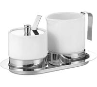 Esmeyer Set sucre & crème "ADAM" 5 pièces en porcelaine et acier inoxydable