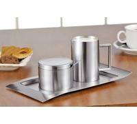 Esmeyer Wave - Ensemble Pot à Lait et sucrier « Wave », INOX brossé, Dimensions du Plateau 260 x 140 mm