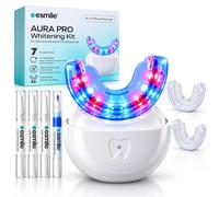 esmile Aura Pro Kit de blanchiment des dents, 32 LED, 2 plateaux | Seize LED bleues et seize rouges, un deuxième plateau pour que deux personnes puissent partager la lampe, USB-C, 16 minutes.