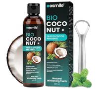 esmile Bio Coconut | Huile de Coco Bio Blanchiment Dentaire 237ml + Gratte Langue | Oil Pulling