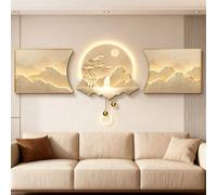 EsmjcQualion Décoration Murale Doré Moderne Luxe Sculpture Murale Décoration Murale À Suspendre Mur De L'image De Paysage Chinois Decoration Murale Salon Pour Fond De Canapé Salon(Style B,220X50 cm)