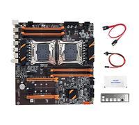 ESmoda Carte MèRe Double CPU X99 + Câble SATA + Câble de Commutation + DéFlecteur + Graisse Thermique LGA 2011 DDR4 Prend en Charge la Carte MèRe CPU 2011-V3