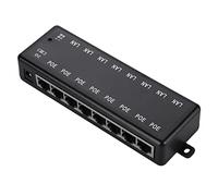 ESmoda Injecteur PoE 8 ports Adaptateur Ethernet PoE Alimentation pour CCTV Réseau PoE Caméra via Ethernet, Noir