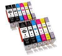 ESMOnline Lot de 12. XL Cartouches d'encre Canon 570 cli571 de Rechange pour Canon MG 7700 7750 7751 7752 7753 2 x Noir, 2 x Noir Photo 2 x Bleu 2 x Rouge 2 x Jaune 2 x Gris