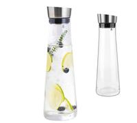 Esmula 2 pièces Carafe à eau de 1 litre avec couvercle, carafe en verre couvercle en acier inoxydable, carafe en verre, thé glacé, eau chaude et froide - Carafe en verre pour boissons faites maison