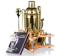 Esmula Lot de 10 shakers à cocktail, en acier inoxydable, 750 ml, cadeau pour hommes, femmes, amis, avec livret de recettes de cocktail (plaqué titane doré)